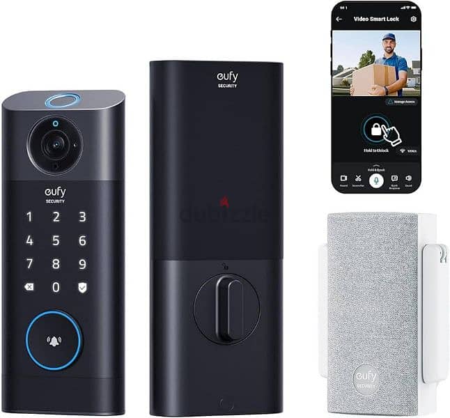 eufy Video Smart Lock S330, 3-in-1 Camera+Doorbell+Fingerprint , 1