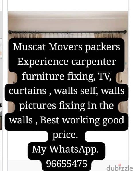 Best carpenter fixing curtains furniture TV etc and 0