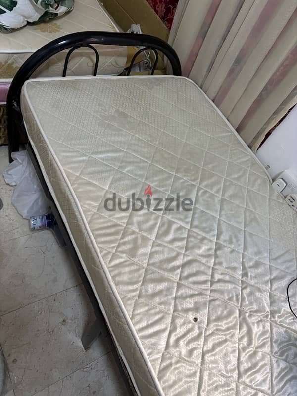 single steel bed with mattress 1