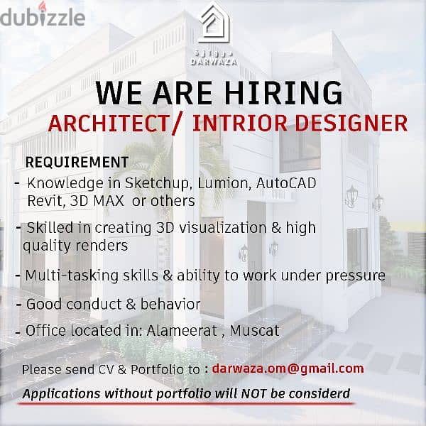 We are looking for Architect and interior designer 0