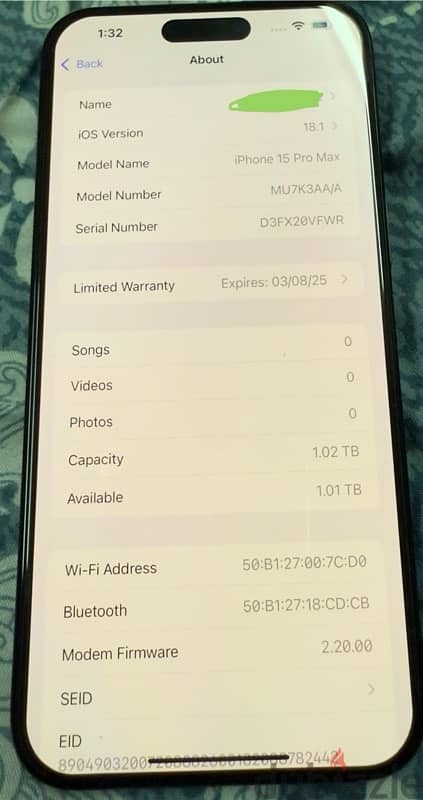 iPhone 15 pro max 1 tb 2