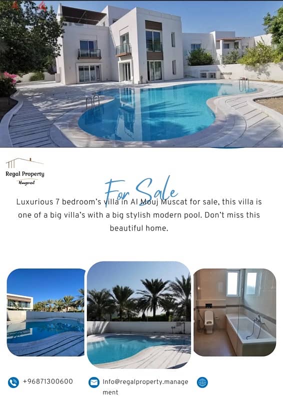 **For Sale: Luxurious 7 bedrooms Villa in Al Mouj Muscat 0