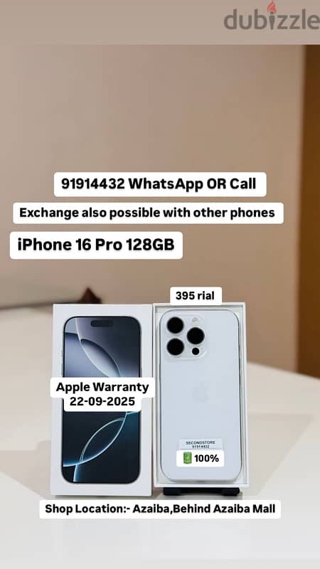 iPhone 16 Pro 128GB -100%BH-Apple warranty 22-09-2025 0