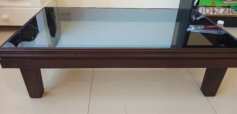 wooden center table with glass top 1