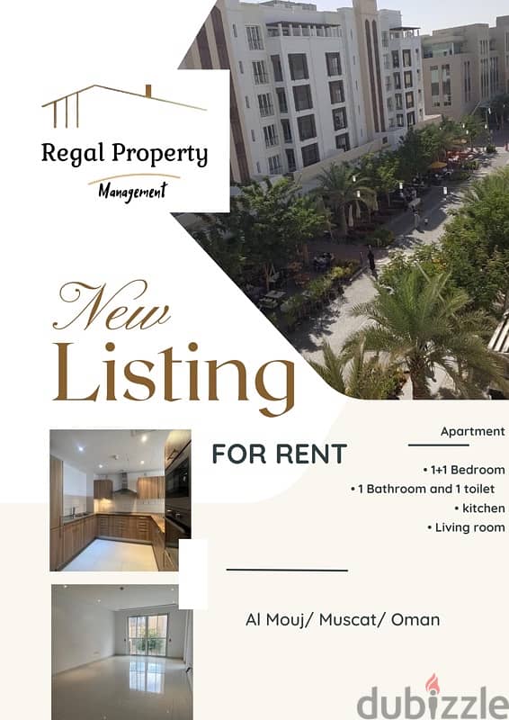 **Charming 1-Bedroom Apartment with Study Room for Rent in Al Mouj** 0