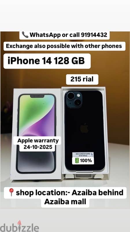 iPhone 14 128GB-less used -Apple warranty 24-10-2025 0