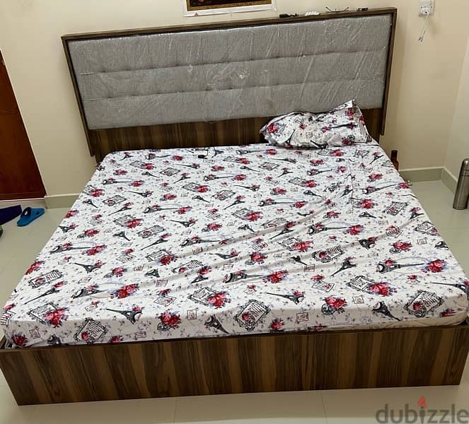 double bed (wooden box  type) with  mattress 0