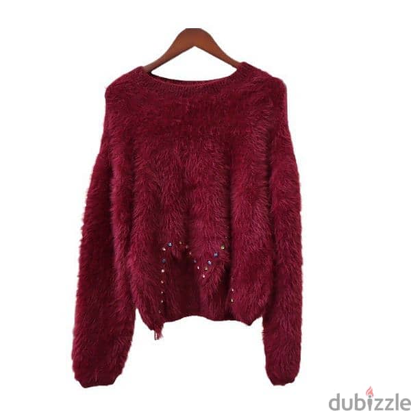 Irregular Nail Drill Mink Fur Knitted Sweater Top 2