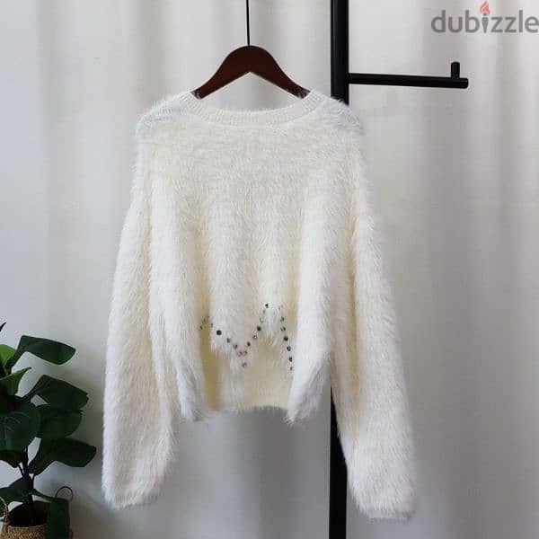 Irregular Nail Drill Mink Fur Knitted Sweater Top 6