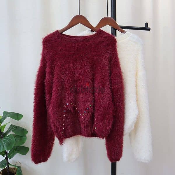 Irregular Nail Drill Mink Fur Knitted Sweater Top 7