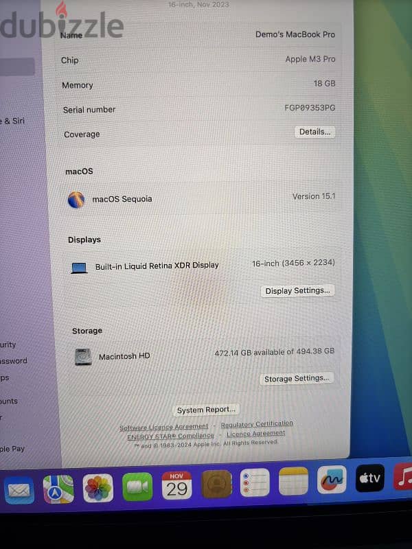 Apple macbook pro 16 M3 Pro 18 GB Ram 512 SSD in excellent Condition 7