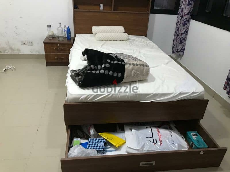 Bed, cupboard, shoe rack, stove, Gas cylinder, refrigerator 9