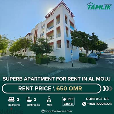 For Rent: Superb Apartment in Al Mouj  REF 785YB