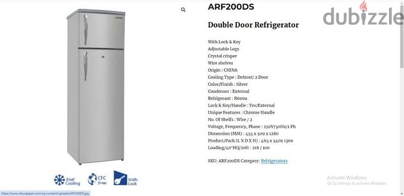 Nikura Double Door Refrigerator 0