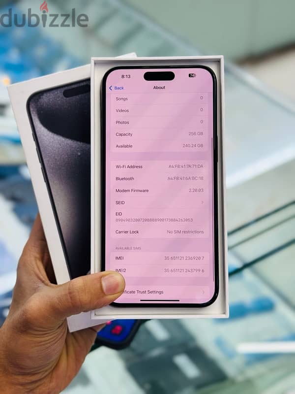 iPhone 15 pro max 256Gb only Esim connect 0 cycle count 1