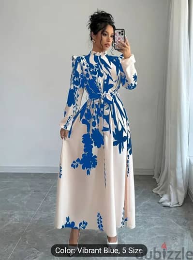 Elegant Women's Long Sleeve Dress with Print, Polyester,