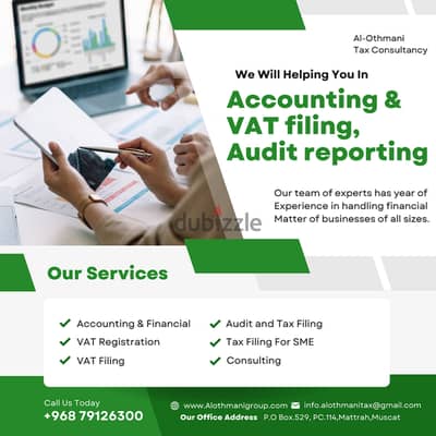 Book-keeping, Accounting, VAT filing, Audit, Tax filing Services