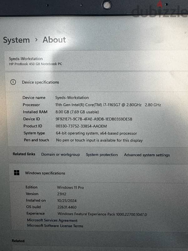 HP Probook i7 11th Gen 512SSD 8GB ram 2