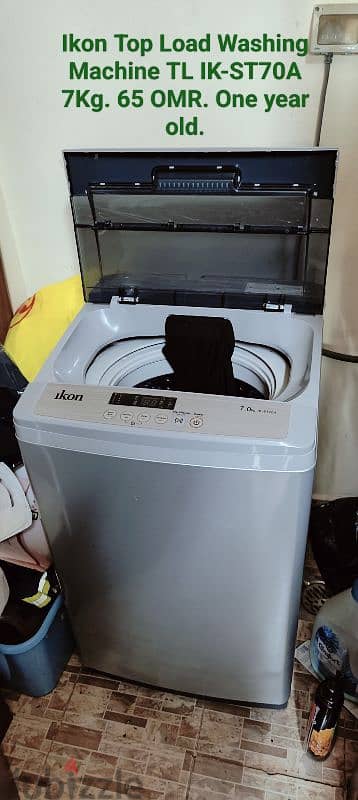 Ikon Top Load Washing Machine TL IK-ST70A 7Kg. 65 OMR. One year old. 0