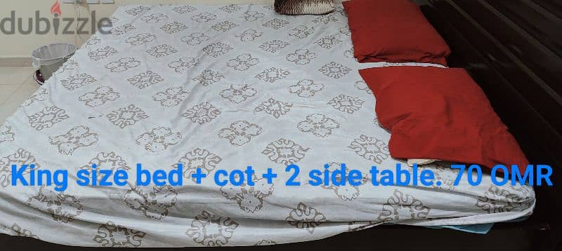 King size bed + cot + 2 side table 1