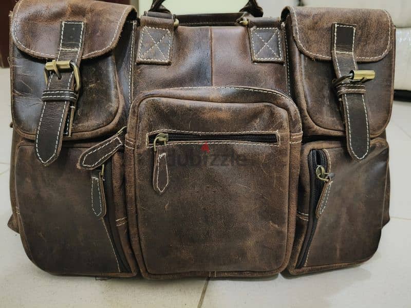 Vintage Genuine Leather Business Travel Handbag Messenger Work 1