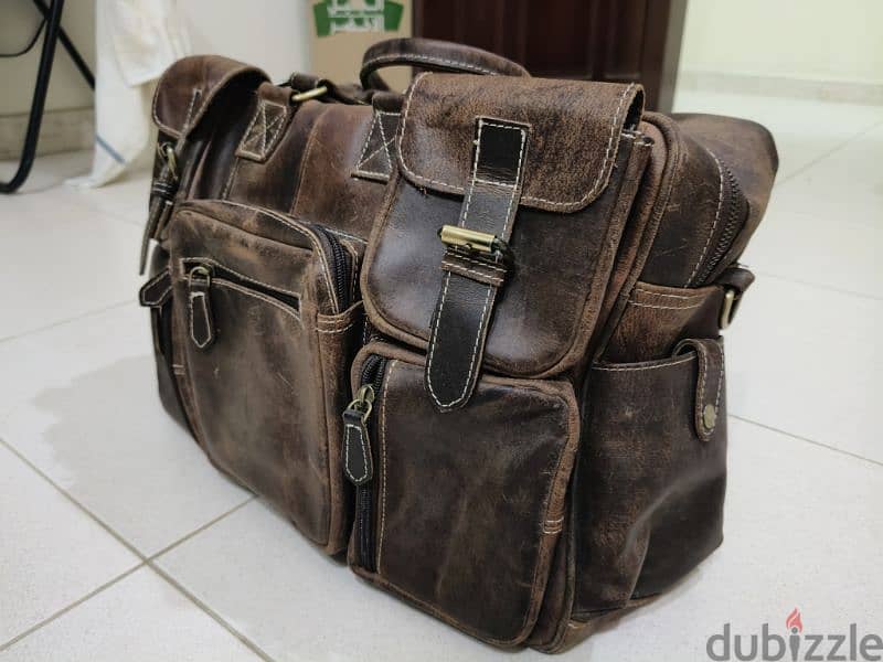 Vintage Genuine Leather Business Travel Handbag Messenger Work 5