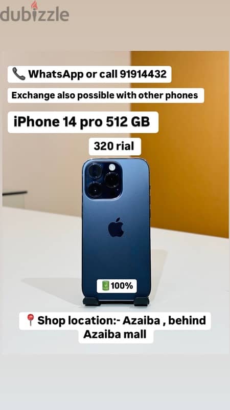 apple iPhone 14 pro 512 GB with 100% battey  with dual sim 0