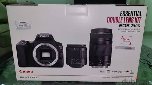 Brand New Canon 250d with dual lens.  Under warranty.