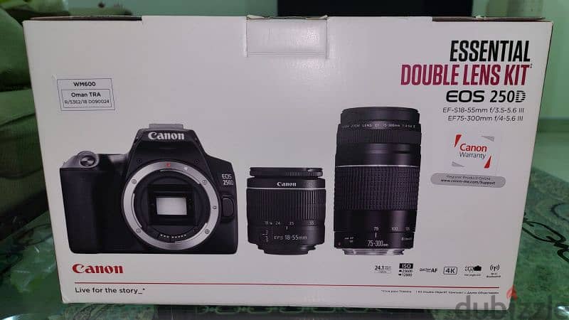 Brand New Canon 250d with dual lens.  Under warranty. 0