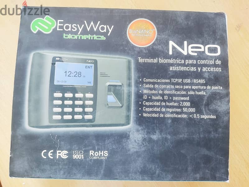 NEO  Terminal Biometrica Para Control De Asistencias Y Accesos Device 1