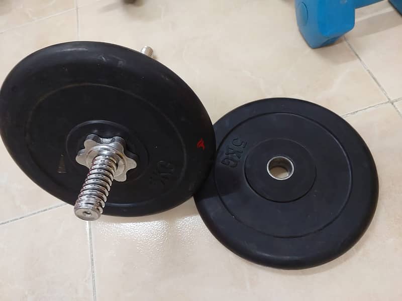 GYM Items:- 34Kg dumbbells with 3 Steel bars in good condition 6