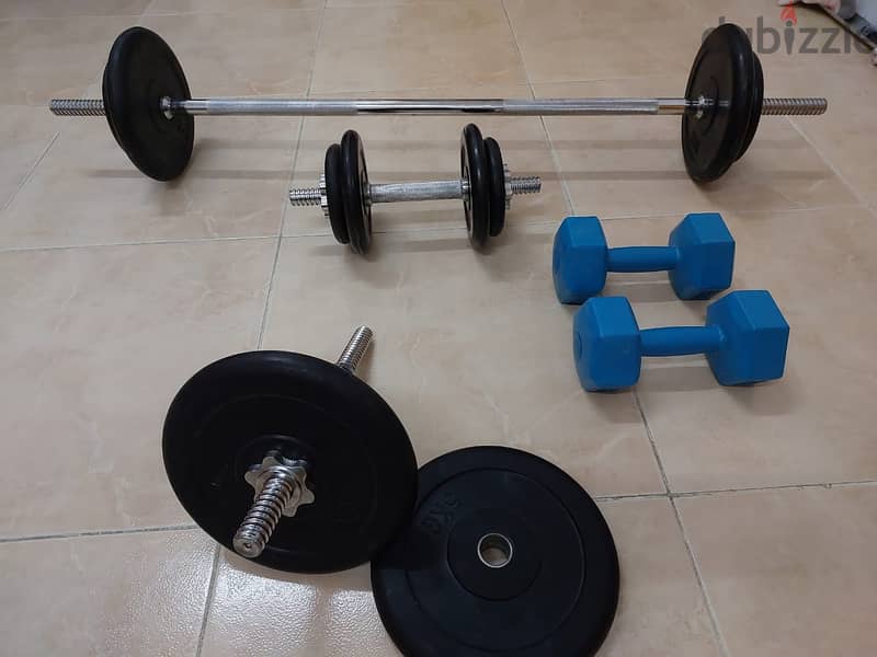 GYM Items:- 34Kg dumbbells with 3 Steel bars in good condition 7