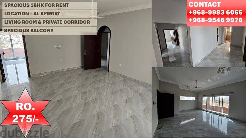 SPACIOUS 3BHK IN AMERAT FOR RO. 275/- ONLY 2