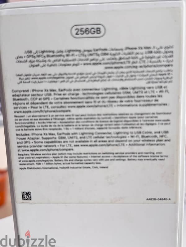 ipone xs max 256gb arabic box charger silver 3