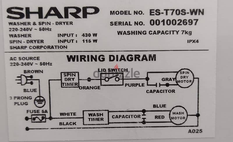 washing machine sharp 7Kg 1