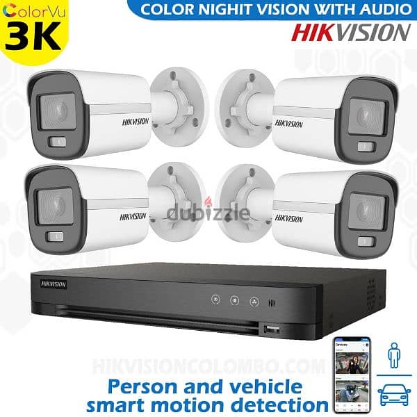 CCTV camera 3k 6mp color camera with mic 0