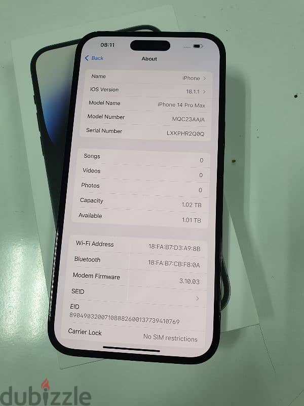 iphone 14 pro max 1TB 85%  arabic  super clean condition. 5