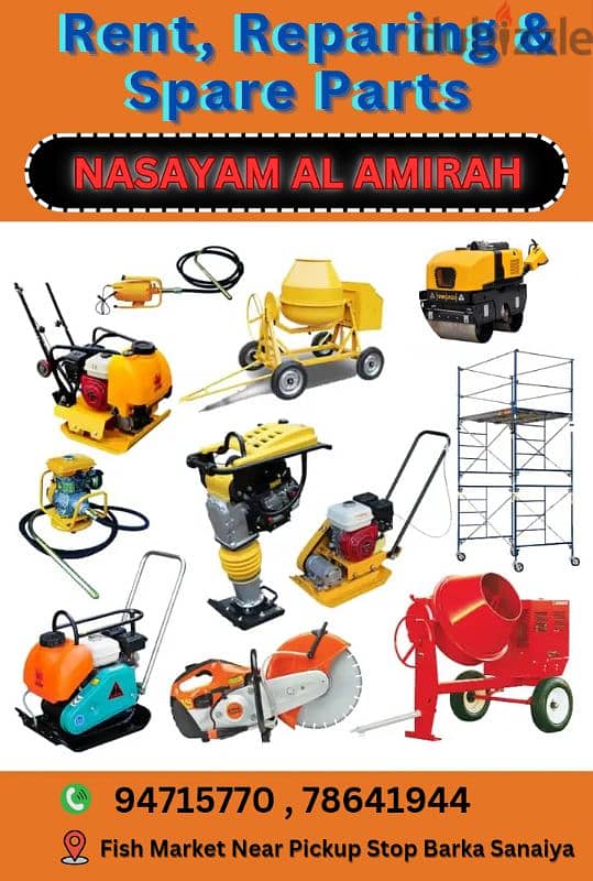 rent, Reparing & Spare Parts construction equipment. 94715770 0