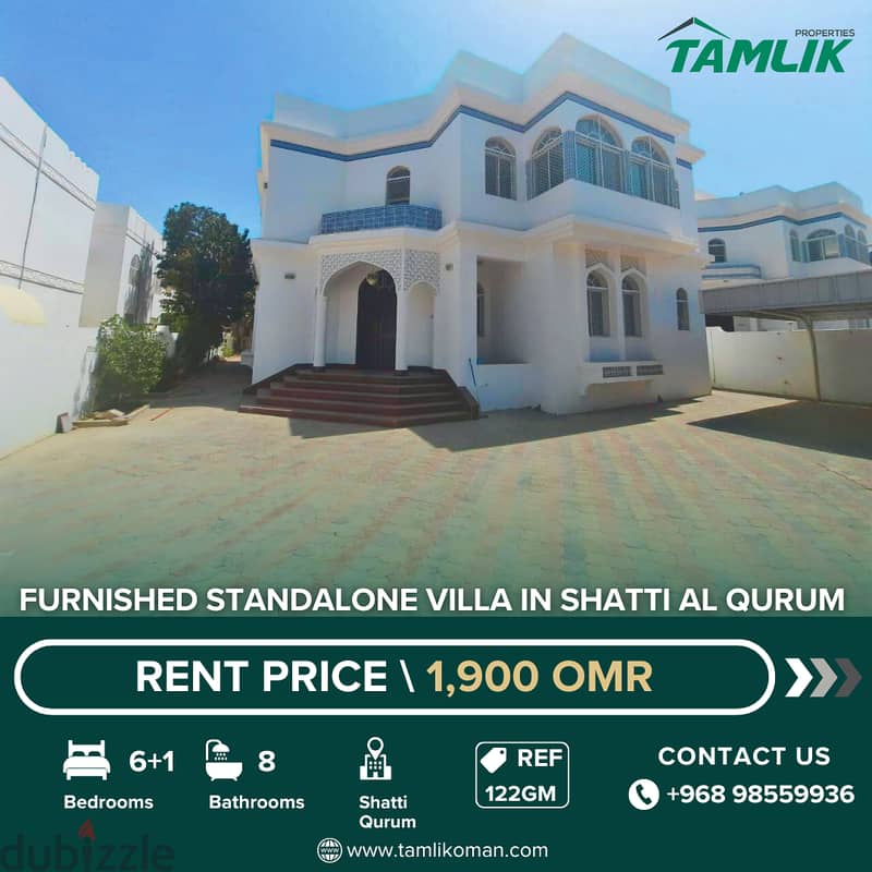 Furnished Standalone Villa for Rent in Shatti Al Qurum| REF 122GM 0