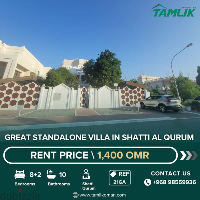 Great Standalone villa for Rent in Shatti Al Qurum| REF 21GA 0