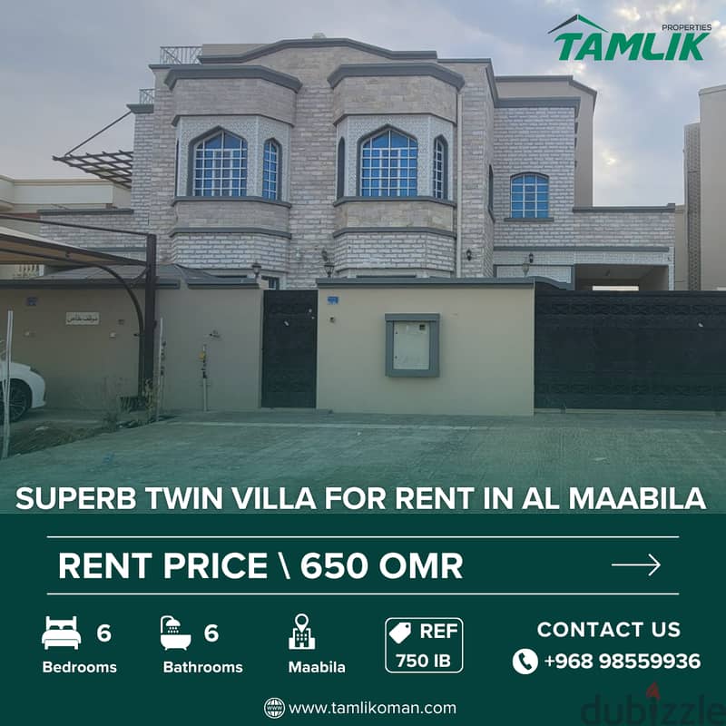 Superb Twin Villa for Rent in Al Maabila | REF 750iB 0