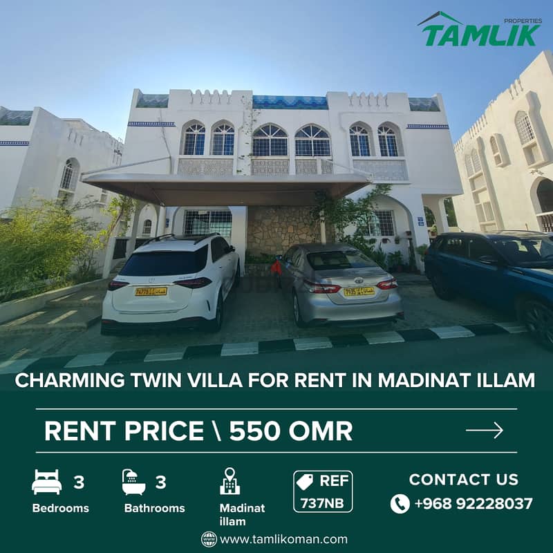 Charming Twin Villa for Rent in Madinat illam | REF 737NB 0