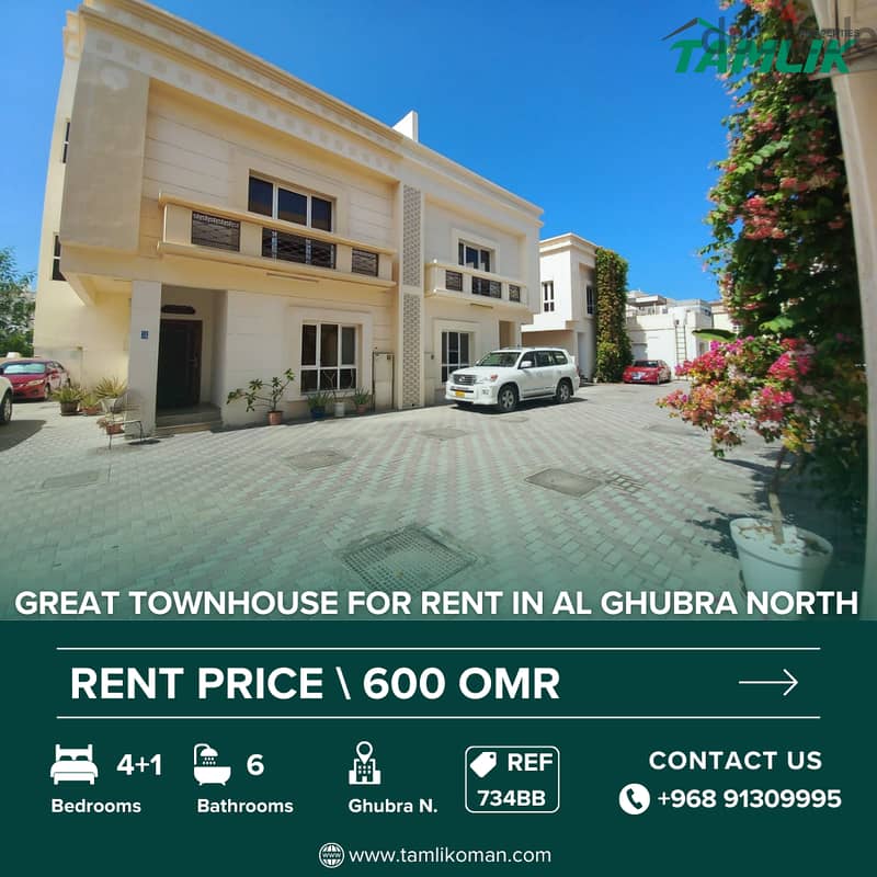 Great Townhouse for Rent in Al Ghubra North | REF 734BB 0