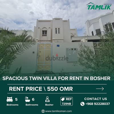 Spacious Twin Villa for Rent in Bosher | REF 729NB