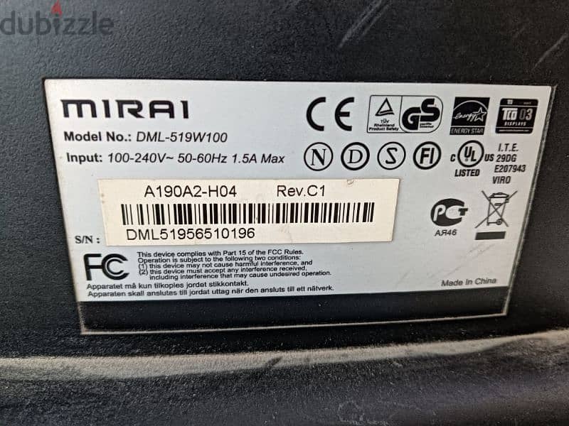 Mirai brand LCD monitor 19" 2