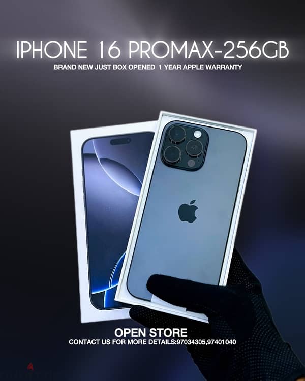 Iphone 16 promax 256GB BRAND NEW - just opned Box- 1Year warranty 0