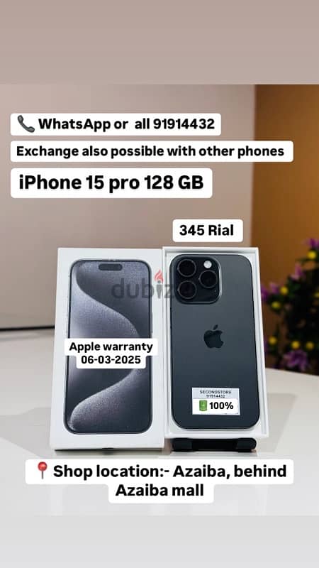 iPhone 15 pro 128 GB  Apple warranty 06-03-2025 0