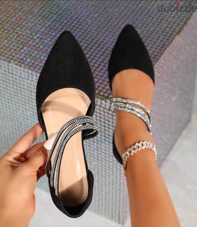 Brand New Crystal Flat Mule - Size 40