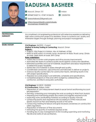 CIVIL ENGINEER LOOKING FOR JOBS