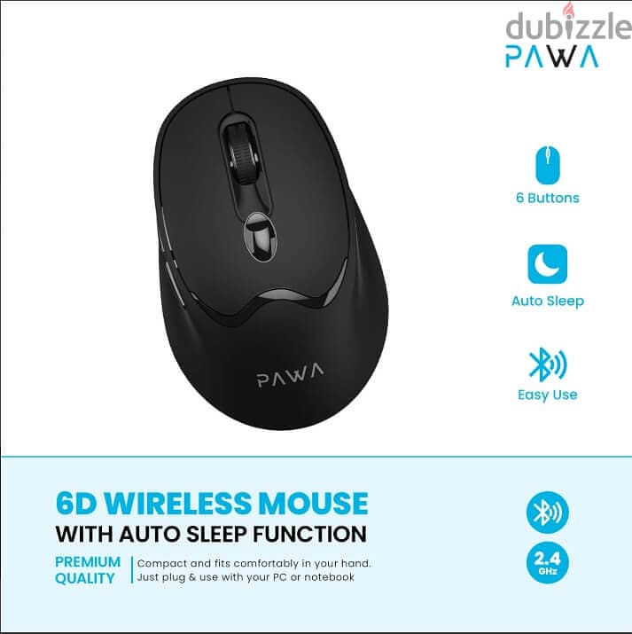 PAWA 6D Wireless Mouse with Side Buttons and Auto Sleep Function 2